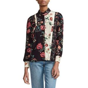 Maje Ciller Patchwork Floral Print Shirt Size Small